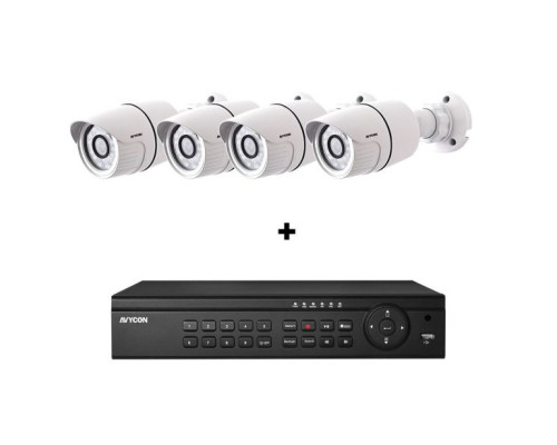 Avycon AVK-HN41B4-2T 4 Channel NVR, 2TB with 4 x 4MP H.265 Outdoor Bullet Cameras