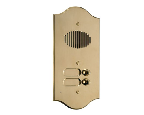 Comelit 3044/4/RI ROMA series brass audio entrance panel with 44 push-buttons on 4 rows. Preset for Powercom audio module