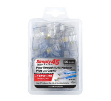 GoSimply Connect S45-1501P ProSeries Cat5e Unshielded Pass-Through RJ45 with Cap45®- 50pc Clamshell