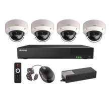 Vitek VT-TH5KT41TD 4 Channel 4-IN-1 (TVI/AHD/CVI/CVBS) DVR, 1TB 4 X 5 Megapixel Vandal Dome Cameras, 3.6mm