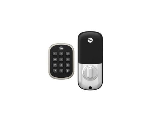 Yale YRD136-ZW2-619 Pro Pushbutton Deadbolt Z-Wave Key Free, Satin Nickel