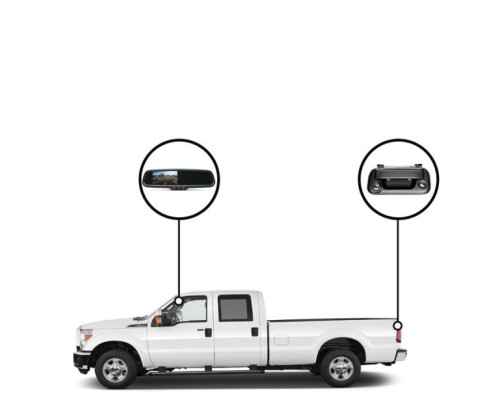 RVS Systems RVS-718501-03 (F250) F150 Camera, Mirror Monitor with Compass and Temperature, 33ft Cable