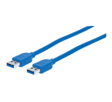 Manhattan 354295 USB-A Male to USB-A Male Cable, 1.8m (6ft), SuperSpeed USB (USB 3.2 Gen 1), 5 Gbps, Blue