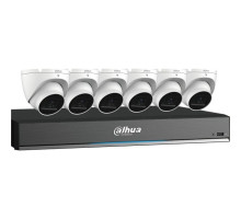 Dahua C888E64A 8-CH  HDCVI Kit 6 x 8MP, 2.8mm WDR Mini Eyeball Cameras and a 4K Pro Analytics+ Penta-brid DVR, 4TB Included