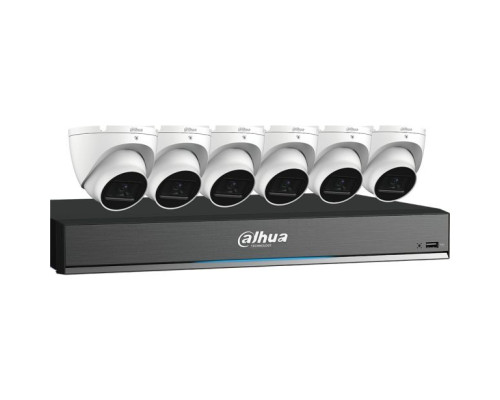 Dahua C888E64A 8-CH  HDCVI Kit 6 x 8MP, 2.8mm WDR Mini Eyeball Cameras and a 4K Pro Analytics+ Penta-brid DVR, 4TB Included