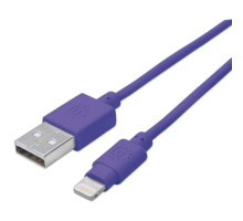 Manhattan 394451 iLynk USB Cable with Lightning Connector Type-A Male to 8-Pin Male, 15 cm (6 in.), Purple