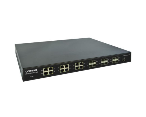 Comnet CNGE24FX12TX12MS-12 Industrial Grade 24 Port Gigabit Managed Ethernet Switch, 2 × Low Voltage DC Inputs