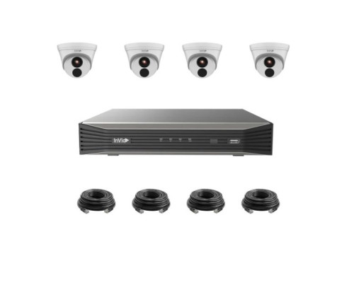 InVid VIS-4KIT-2 4 Camera, 4 Megapixel IP Plug & Play Kit, No Drive