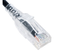 ICC ICPCSH07BK CAT6 Slim Clear Boot Patch Cord, 7 Feet, Black