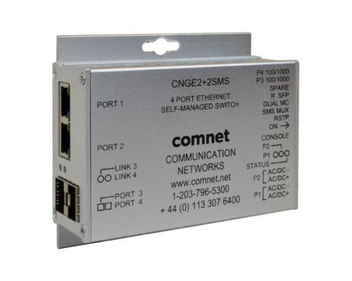 Comnet CNGE2+2SMSPoE 4 Port Gigabit Ethernet Self-Managed Switch PoE