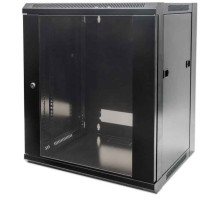 Intellinet 711777 19' Wallmount Cabinet, 9U, 450 mm (17.7 in.) Depth, Flatpack, Black