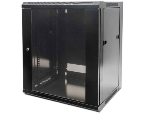 Intellinet 711777 19' Wallmount Cabinet, 9U, 450 mm (17.7 in.) Depth, Flatpack, Black