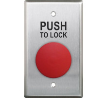 Camden Door Controls CM-400N-8FE Narrow Faceplate, N/O Contacts, 'PUSH TO LOCK' and 'POUSSEZ POUR VERROUILLER', on Brushed SS Finished Sign, Black