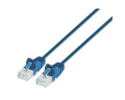 Intellinet 742139 Cat6 UTP Slim Network Patch Cable 100% Copper, RJ45 Male to RJ45 Male, 1.5 ft. (0.5 m), Blue