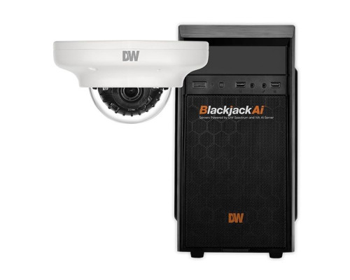 Digital Watchdog DW-MTAiV7KIT488 Blackjack Ai Mid-Size Tower NVR, 48TB with 8 X 2.1MP/1080P Ultra Low-Profile Vandal Dome Camera, 2.8mm Fixed Lens