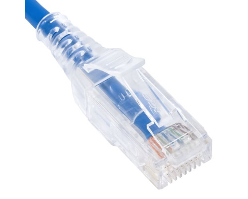 ICC ICPCSY07BL CAT6 Slim Clear Boot Patch Cord, 7 Feet, 10 Pack, Blue