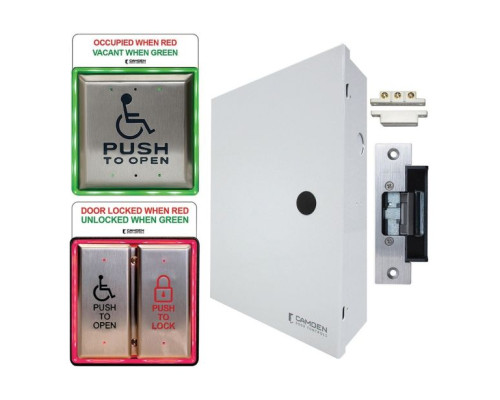 Camden Door Controls CX-WC13AXSM-PSFE Restroom Control Kit Surface Mount Combo Illuminated Push Plate System, BiLingual