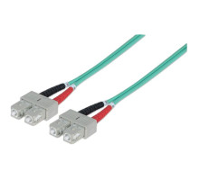 Intellinet 750837 Fiber Optic Patch Cable, Duplex, Multimode, 7 Feet, Aqua