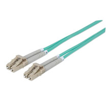 Intellinet 750868 Fiber Optic Patch Cable, Duplex, Multimode, 3 Feet, Aqua