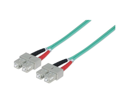 Intellinet 751025 Fiber Optic Patch Cable, Duplex, Multimode, 3 Feet, Aqua