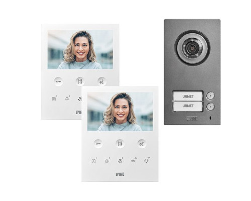 Urmet 1784-782 Two-Family Video Kit with Mikra2 Entry Panel and Vog5 Hands-Free Video Door Phone, 2 Voice System