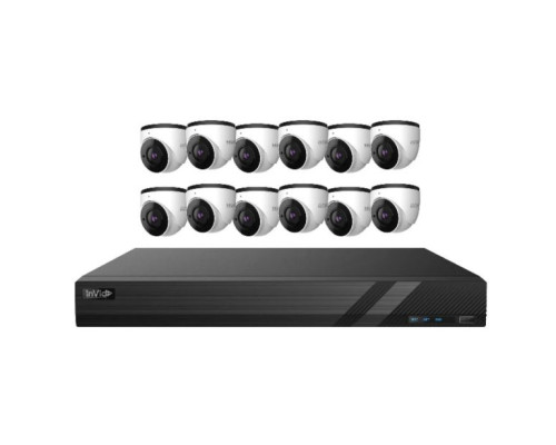 InVid INVID-K164T512N 16 Channel NVR with 4 TB and 12 x 5-Megapixel Dome Cameras