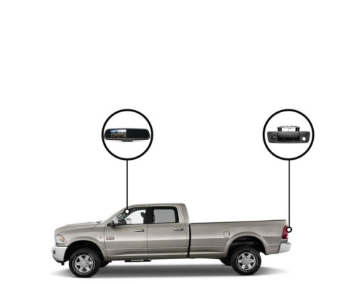 RVS Systems RVS-718511-02 420 TVL Dodge Tailgate Camera, (Ram 2500) Dodge Bluetooth Mirror Monitor, 33ft Cable