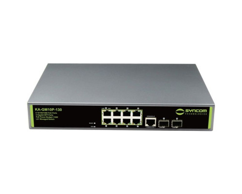 Syncom KA-GM10P-130 8 Port Managed Gigabit PoE+ Switch with 2 Port Gigabit SFP