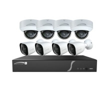 Speco ZIPL8BD2 8 Channel NVR with 2TB and IP Camera Kit with 4 each 4MP Outdoor IR Bullet and Dome Cameras, PoE