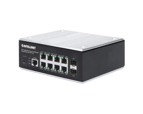 Intellinet 508834 Industrial 8-Port Gigabit Ethernet Layer 2+ Web-Managed Switch with 2 SFP Ports