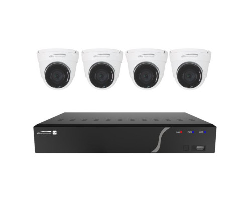 Speco ZIPK4N1 4 Channel H.265 NVR with 4 Outdoor IR 5MP IP Cameras, 2.8mm Fixed Lens, 1TB Kit