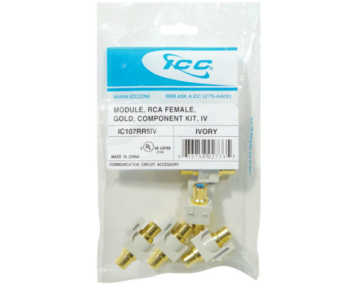 ICC IC107RR5WH RCA Female Component Kit, Gold Plated, White