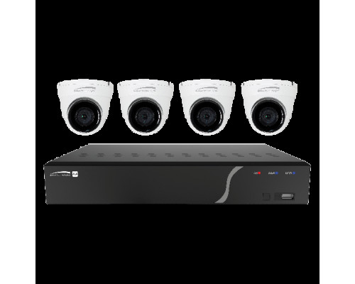 Speco ZIPK4TA 4 Channel Surveillance Kit with Three 5MP IP Cameras and One 8MP Advanced Analytics Camera, 1TB