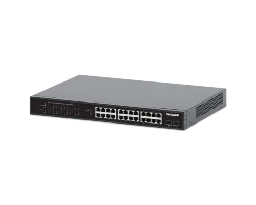 Intellinet 561891 24-Port Gigabit Ethernet PoE+ Switch with 2 SFP Ports