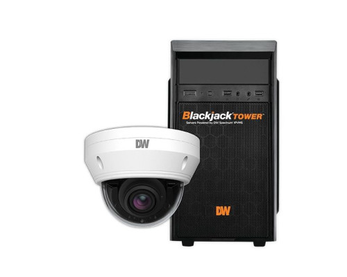 Digital Watchdog DW-MTDV9KIT34 Blackjack Mid-Size Tower NVR, 3TB with 4 X 5MP Vandal Dome IP Camera, 2.8~12mm Lens