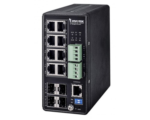 Vivotek AW-IHT-1271 12 Ports Industrial VivoCam L2+ Managed PoE Switch