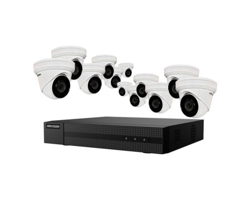 Hikvision EKI-K164T412 16-Channel NVR 4TB with 12 x 4MP Outdoor Turret Cameras, 2.8mm Lens