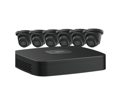 Dahua NB484E62B 8-CH NETWORK Kit 6 x 4MP, Starlight, 2.8mm Mini Black Eyeball Cameras and a 4K Network Recorder, 2TB Included