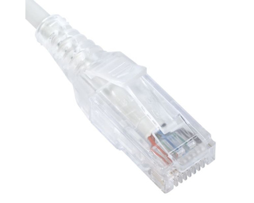 ICC ICPCSY07WH CAT6 Slim Clear Boot Patch Cord, 7 Feet, 10 Pack, White