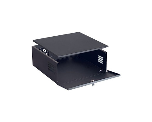 Video Mount Products DVR-LB1 Black Lockbox with Fan and Key Locked Hinging Front Door