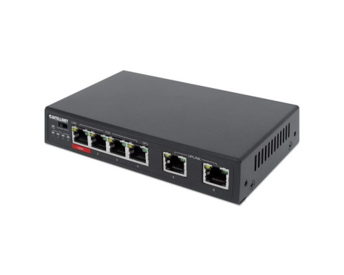 Intellinet 561686 6-Port Fast Ethernet Switch with 4 PoE Ports (1 x High-Power PoE)