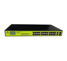 Syncom CMA-FG26P-420LX 24 Port Fast Ethernet PoE Switch with 2 Gigabit Combo Uplink Ports, LCD Display