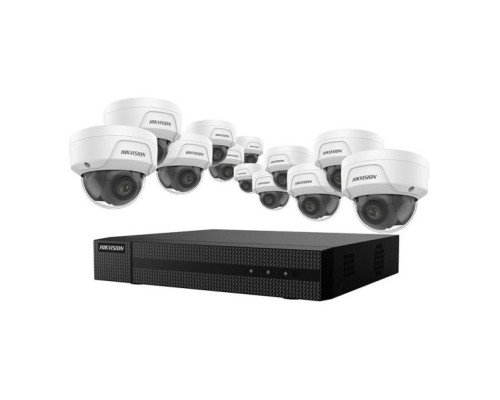 Hikvision EKI-K164D412 16-Channel 4K NVR 4TB with 12 x 4MP Outdoor Dome Cameras, 2.8mm Lens