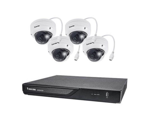 Vivotek ND9323P-2TB-4FD80A Kit Includes: 8 Channel NVR Kit 64Mbps Max Throughput 2TB with 4 x 5MP Outdoor IR Dome IP Security Cameras