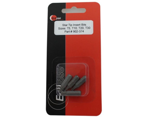 Eclipse Tools 902-374 4 Pc Star Tip 1' Insert Bit Set-Sizes: T5, T10, T20, T30