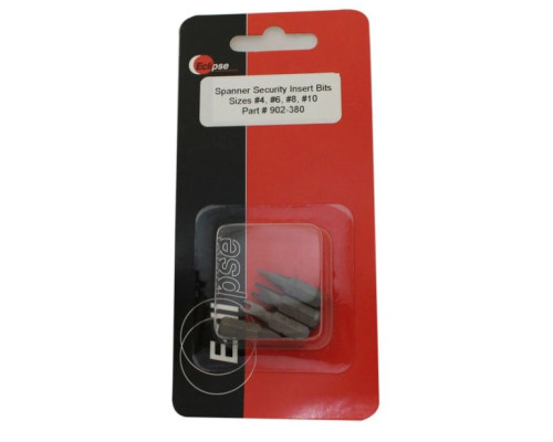 Eclipse Tools 902-380 4 Pc Spanner Security 1' Insert Bit Set-Sizes: #4, #6, #8, #10