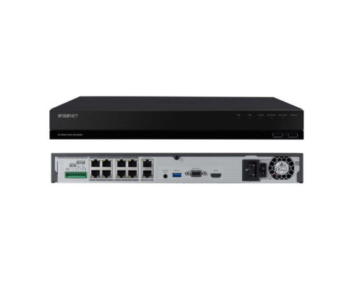 Hanwha Vision WRN-810S-8TB 8 Channels Wisenet WAVE PoE+ Network Video Recorder, 8TB