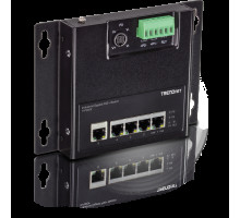 TRENDnet TI-PG50F 5-Port Industrial Gigabit PoE+ Wall-Mounted Front Access Switch