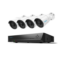 Reolink RLK8-410B4-5MP 5MP Super HD 4 Bullet Cameras System Kit with 8-Channel PoE NVR, 2TB HDD