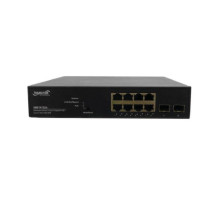 Pelco SM8TAT2SA-NA 8-Port Gigabit Managed Switch (8) PoE+ budget 130W; (2) SFP - NA